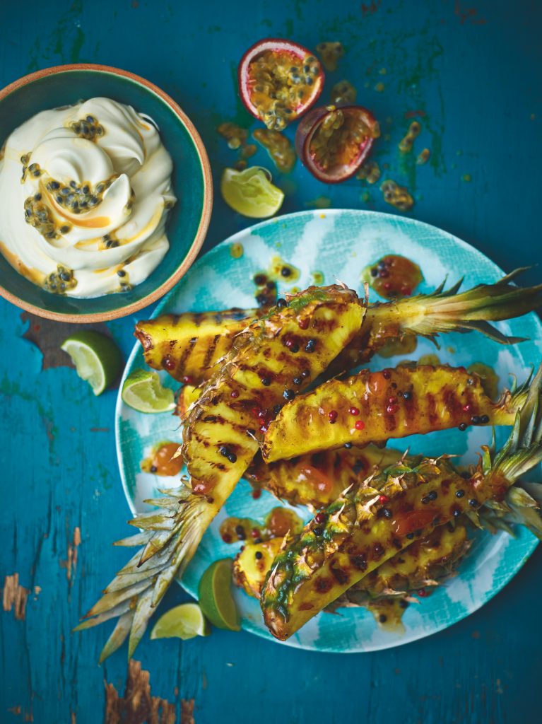 Lime-Glazed Pineapple with Passion Fruit Vanilla Cream - Ainsley Harriott