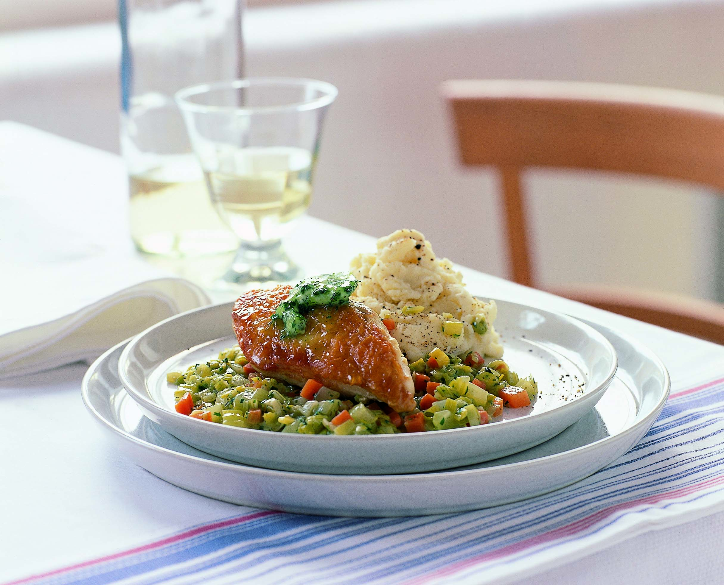 PotRoasted Chicken with Herby Garlic Butter Ainsley Harriott