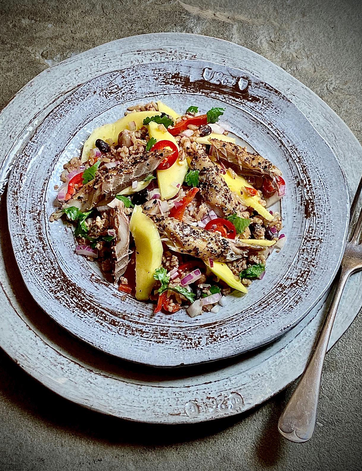 Peppered Mackerel, Mango & Caribbean Rice N’ Bean Salad Ainsley Harriott