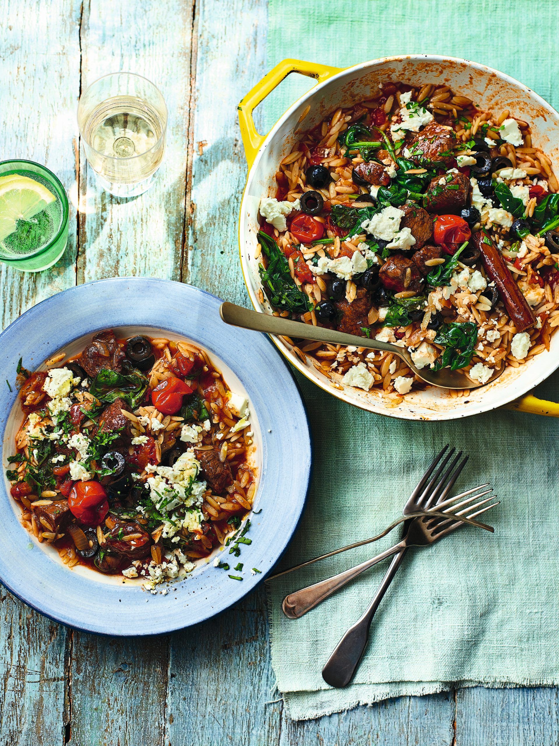 OnePot Baked Lamb Orzo with Spinach, Black Olives & Feta Ainsley