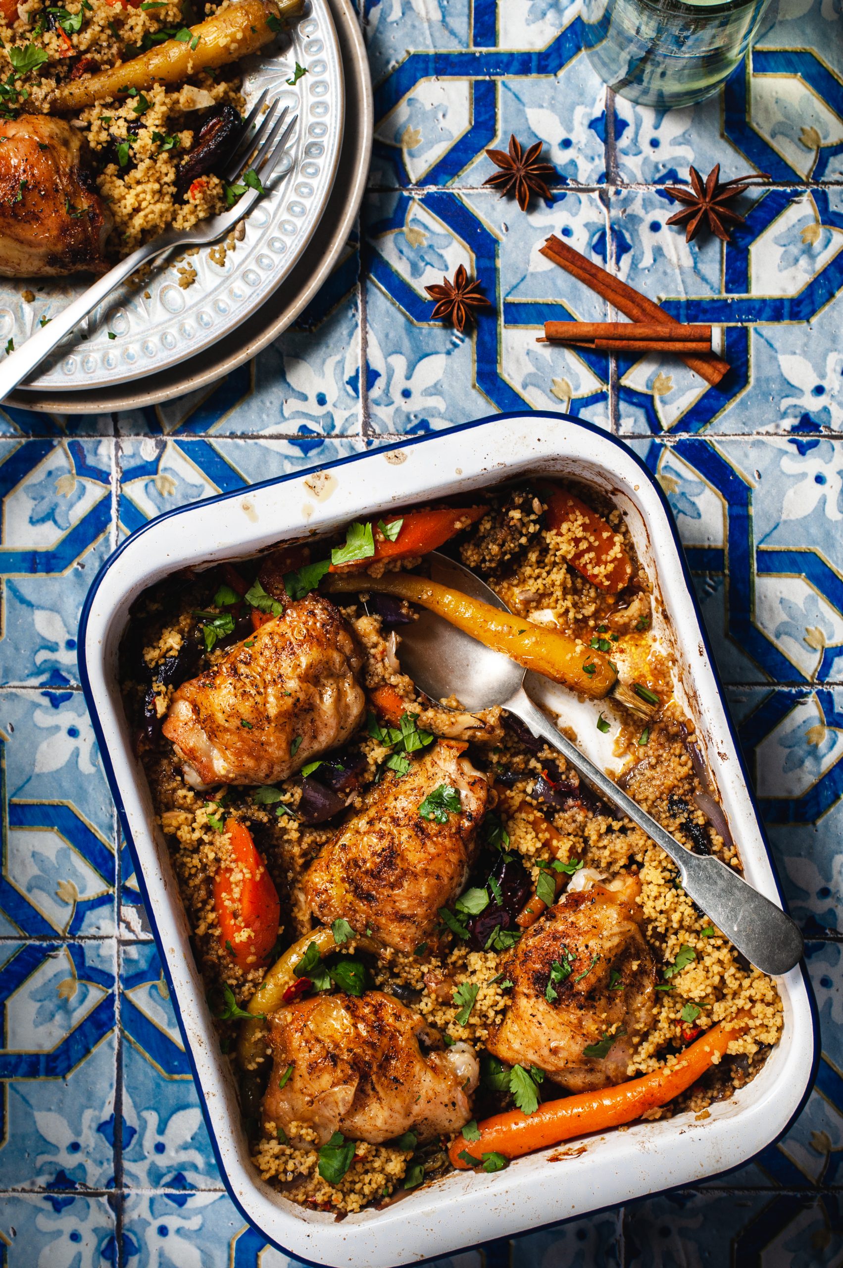 Moroccan Lemon Chicken, Carrots & Couscous Traybake Ainsley Harriott