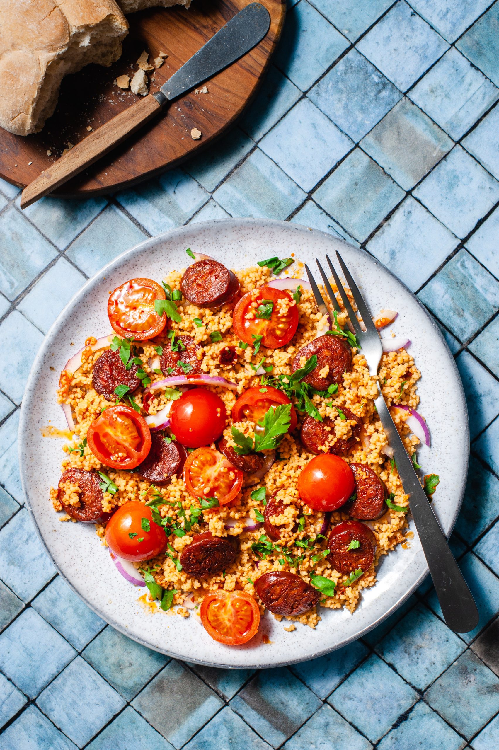 Warm Tomato, Chorizo & Red Onion Couscous Salad Ainsley Harriott