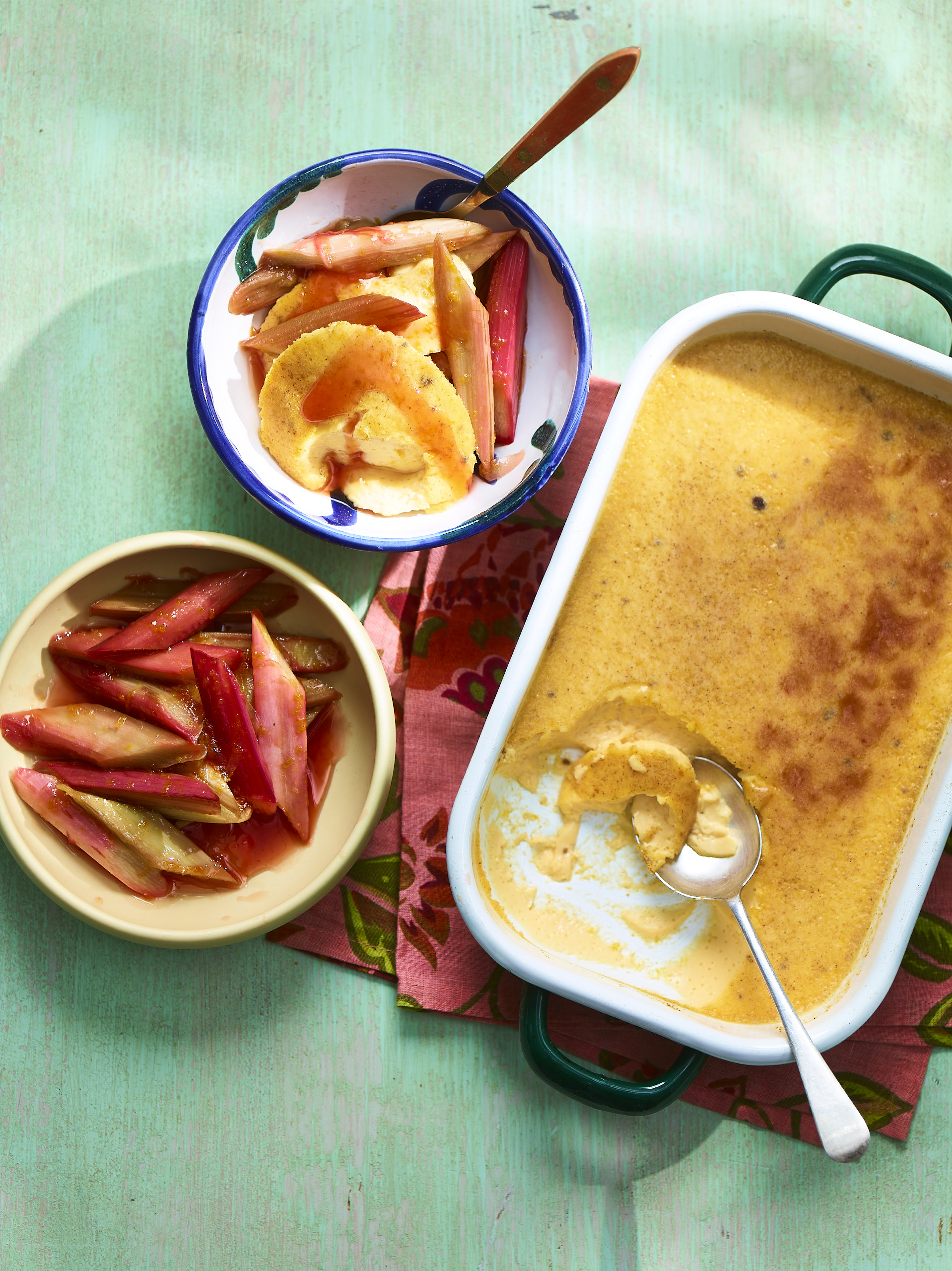 Baked Vanilla & Ginger Custard with Stem Ginger Rhubarb - Ainsley Harriott