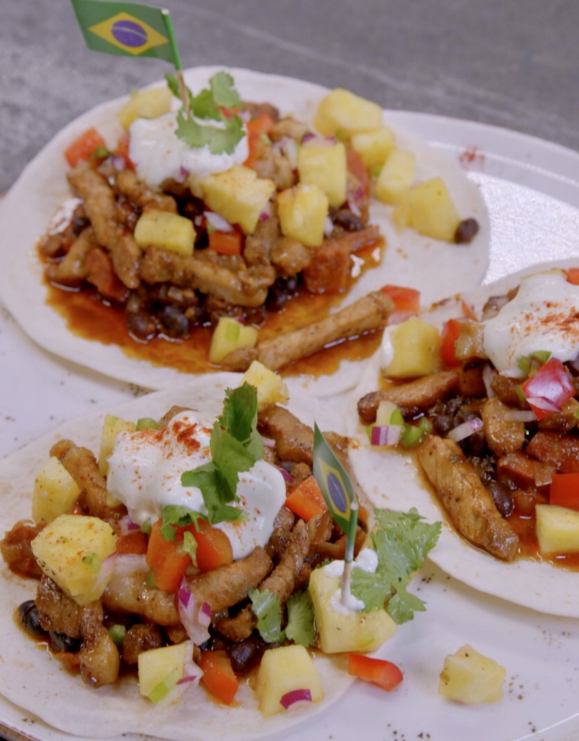 Sticky Pork & Smoky Bean Tacos with Pineapple Salsa Ainsley Harriott