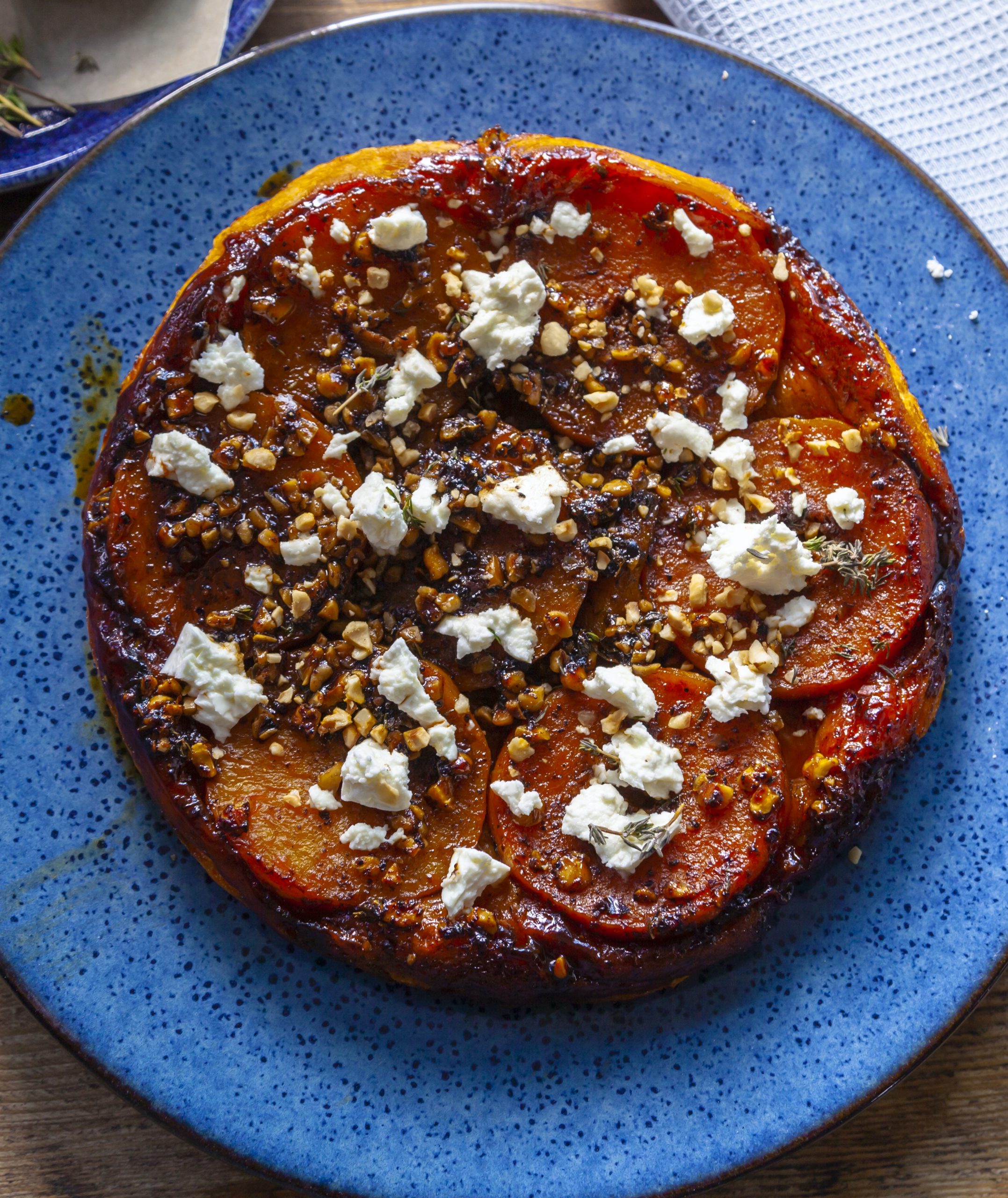 Butternut Squash Tarte Tatin with Urfa Chilli, Hazelnuts & Feta
