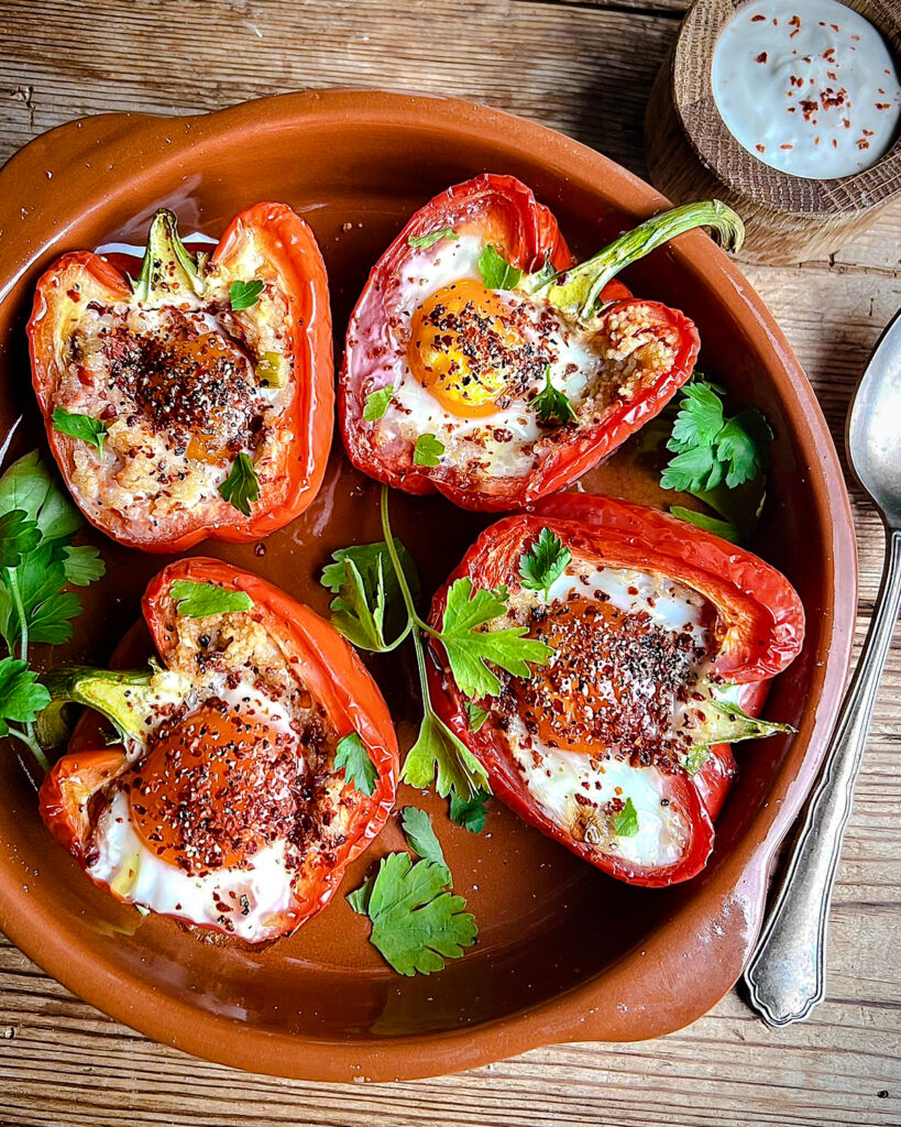 Baked Eggs in Couscous Stuffed Peppers - Ainsley Harriott