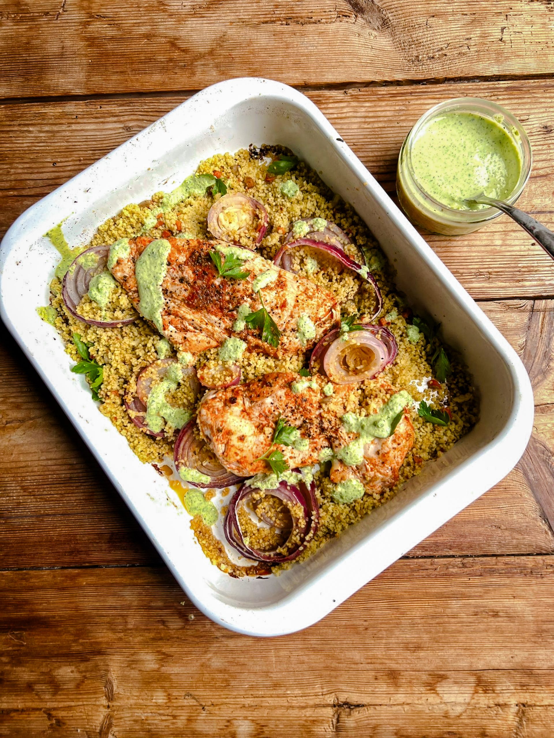Chicken with Roasted Onion, Spice Sensation and a Pea & Mint Dressing - Ainsley Harriott