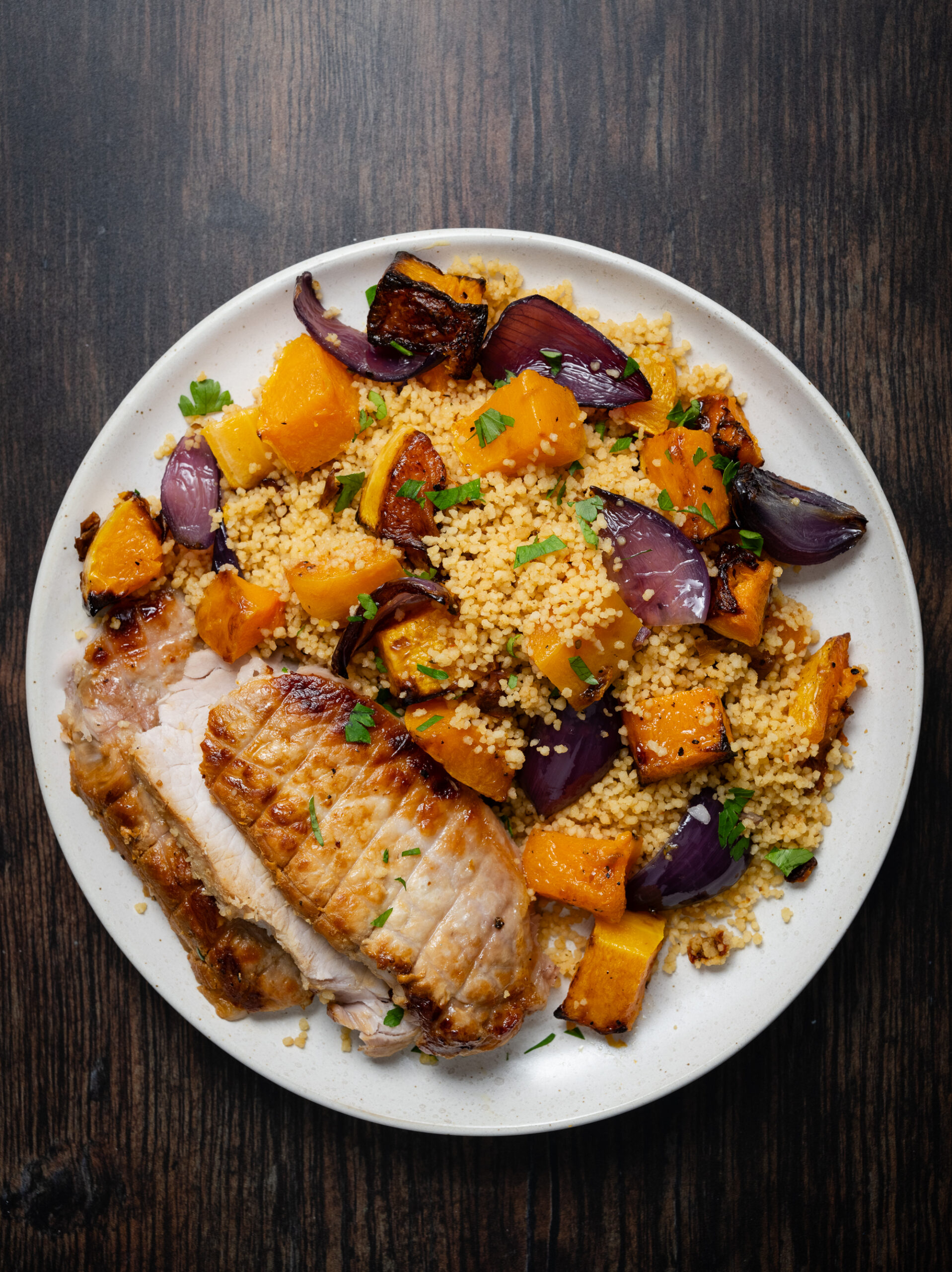Roast Pork with Roasted Squash & Onion Couscous - Ainsley Harriott