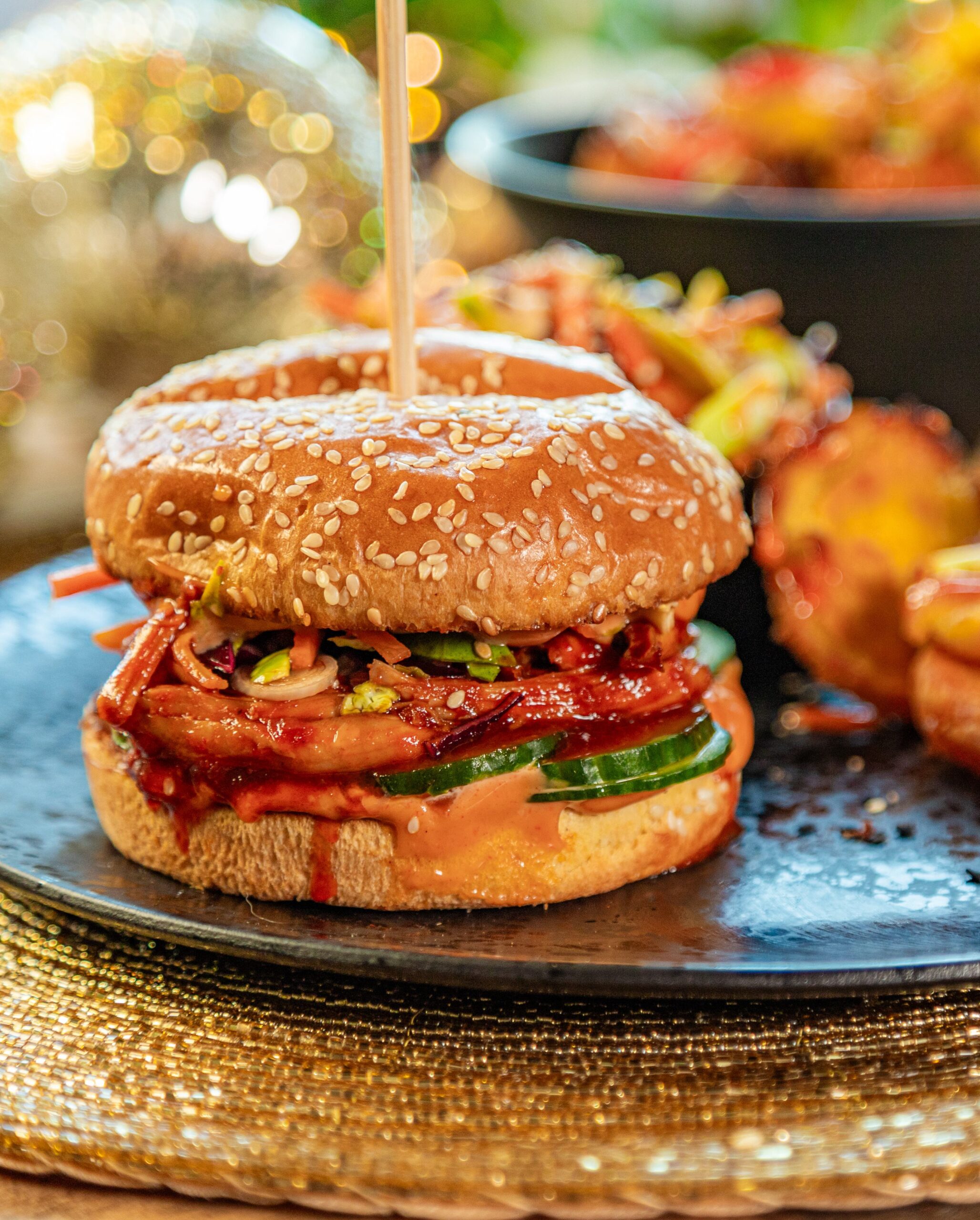 Korean-Inspired 'Pulled' Turkey Burger with Kimchi Sprout Slaw